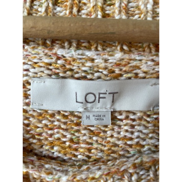 LOFT Sweater Womens M Orange Crew Neck Knit Pullover Casual - Picture 3 of 5